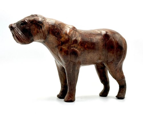 Art Deco Leather Bulldog Figure from Liberty London, 1920s-ZCY-1785596