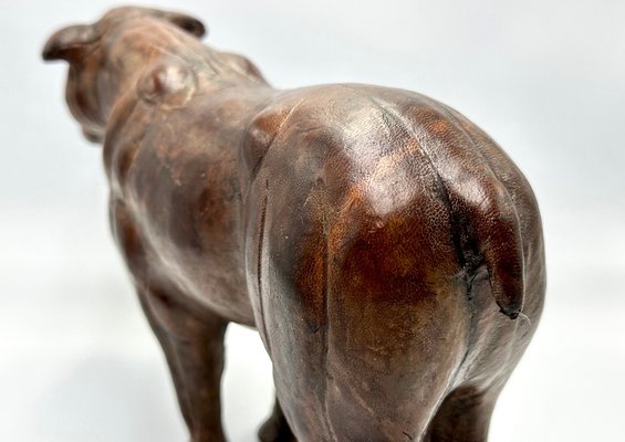 Art Deco Leather Bulldog Figure from Liberty London, 1920s-ZCY-1785596