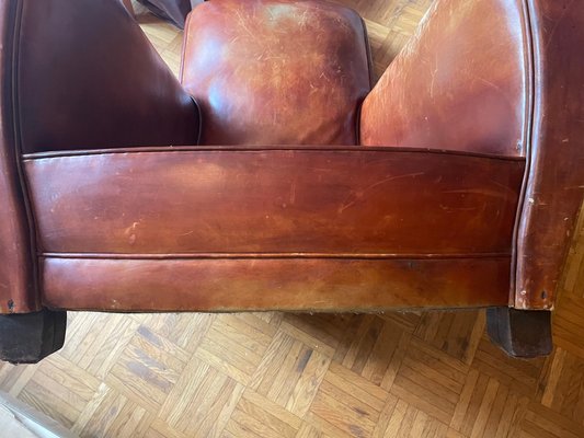 Art Deco Leather Club Armchair, France, 1930s-XHV-1813834