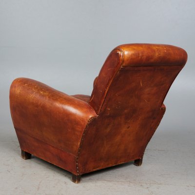 Art Deco Leather Club Armchair, France, 1930s-XHV-1813834