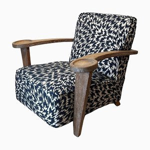 Art Deco Limed Oak Club Chair from De Coene, Belgium, 1930s-NNB-1757278