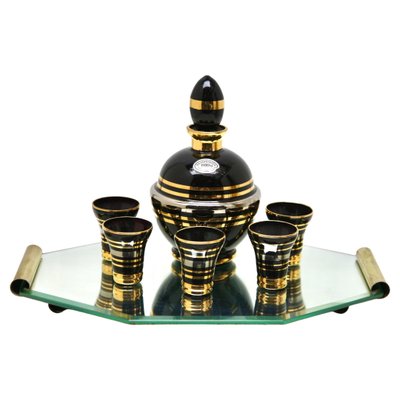 Art Deco Liqueur Set with Serving Tray attributed to De Rupel, Belgium, 1935, Set of 7-MJY-1433319