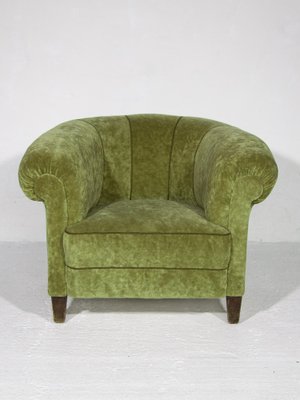 Art Deco Lounge Chairs in Green Olive Velvet Upholstery, Set of 2-KL-1315650