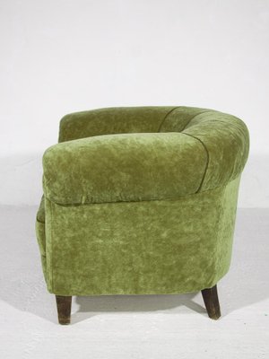 Art Deco Lounge Chairs in Green Olive Velvet Upholstery, Set of 2-KL-1315650