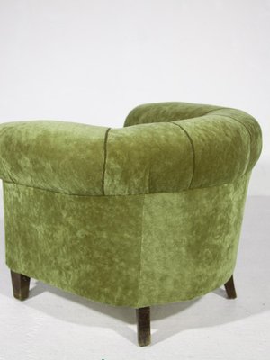 Art Deco Lounge Chairs in Green Olive Velvet Upholstery, Set of 2-KL-1315650