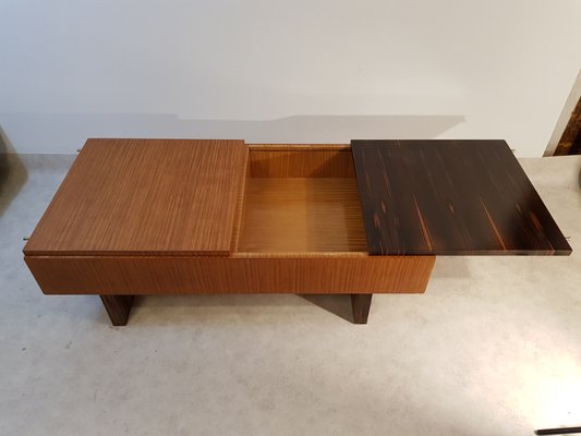 Art Deco Macassar Ebony and Palm Veneer Coffee Table, 1940s-DOA-573149