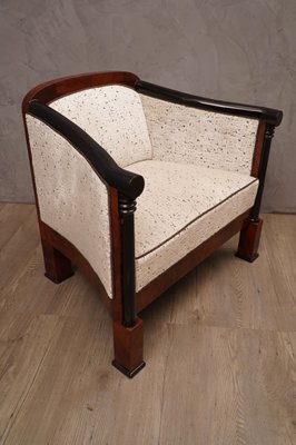 Art Deco Mahogany and White Velvet Armchairs, 1940s, Set of 2-UH-620142