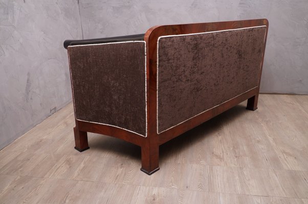 Art Deco Mahogany and White Velvet Sofa, 1940s-UH-620140