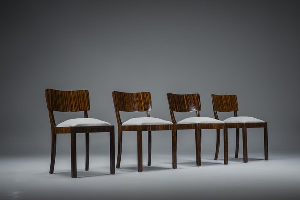 Art Deco Makassar Dining Chairs, 1930s, Set of 4-ZZH-1782068