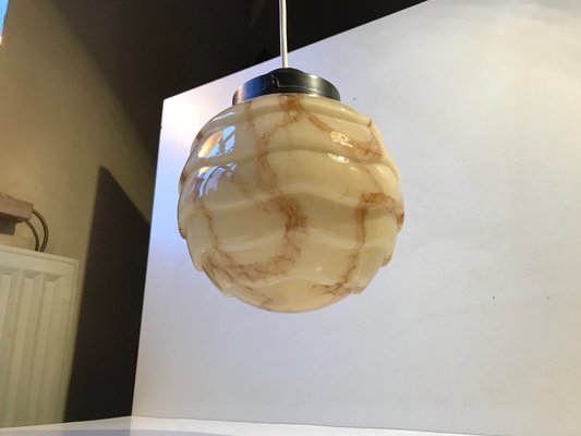 Art Deco Marble Glass & Bakelite Ceiling Lamp, 1920s-LCR-859833