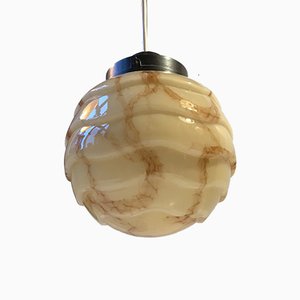 Art Deco Marble Glass & Bakelite Ceiling Lamp, 1920s-LCR-859833