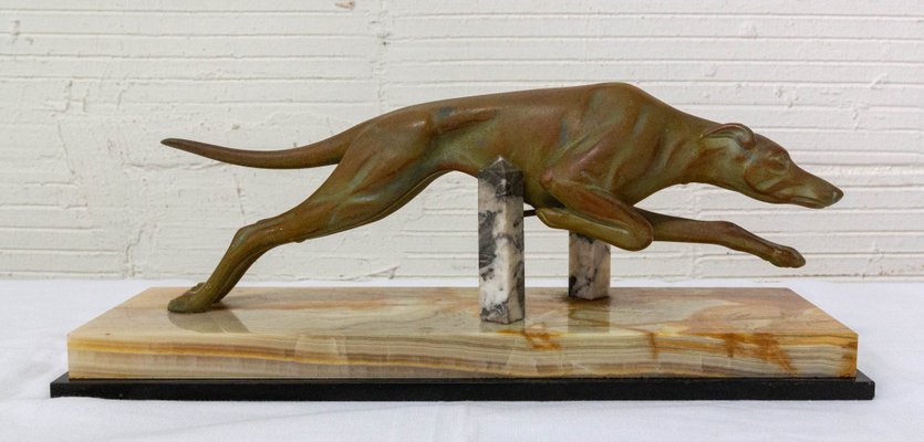 Art Deco Marble Spelter Greyhound, France, 1930s-RIU-1078180