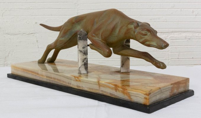 Art Deco Marble Spelter Greyhound, France, 1930s-RIU-1078180