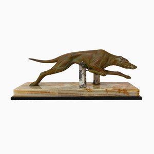 Art Deco Marble Spelter Greyhound, France, 1930s-RIU-1078180