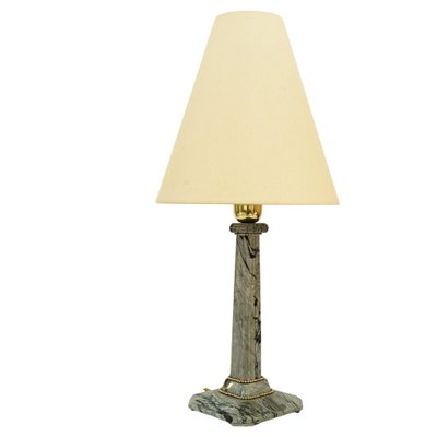 Art Deco Marble Table Lamp with Brass Parts and Fabric Shade, Vienna, 1920s-SPD-1782489