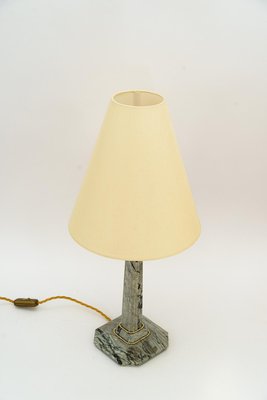 Art Deco Marble Table Lamp with Brass Parts and Fabric Shade, Vienna, 1920s-SPD-1782489