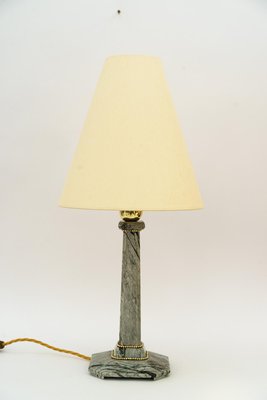 Art Deco Marble Table Lamp with Brass Parts and Fabric Shade, Vienna, 1920s-SPD-1782489