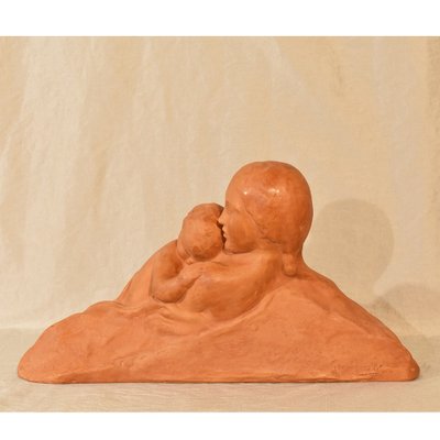 Art Deco Maternity Sculpture in Terracotta by Gennarelli, 20th Century-YVI-980323