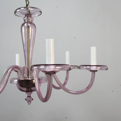 Art Deco Mauve Glass Chandelier-NE-1279453