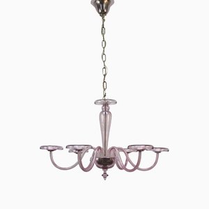 Art Deco Mauve Glass Chandelier-NE-1279453