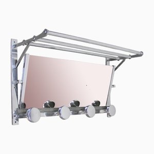 Art Deco Metal Coat Rack with Folding Mirror, 1930s-NE-1821922