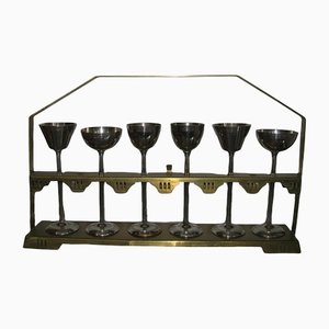 Art Deco Metal Liqueur Glasses, Set of 6-SZW-1178557