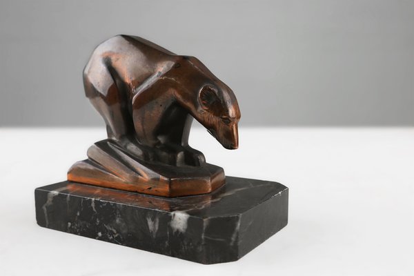 Art Deco Metal Polar Bear, 1930-YSY-1787375