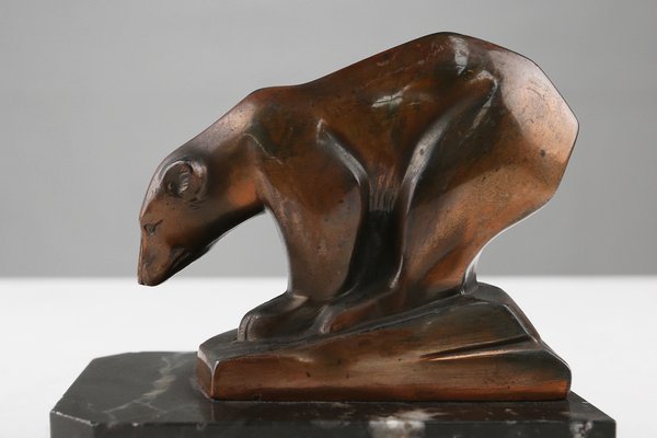 Art Deco Metal Polar Bear, 1930-YSY-1787375