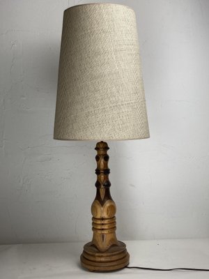 Art Deco Mid-Century Curved Wood Table Lamp, 1950s-BHG-1429084