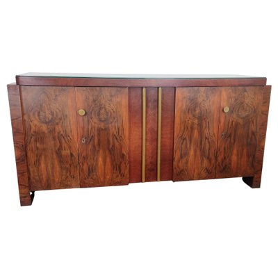 Art Deco Mid-Century Modern Italian Walnut Burl Brass Sideboard Credenza by Paolo Buffa, 1940s-EUP-1151578