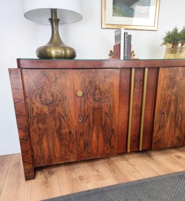 Art Deco Mid-Century Modern Italian Walnut Burl Brass Sideboard Credenza by Paolo Buffa, 1940s-EUP-1151578