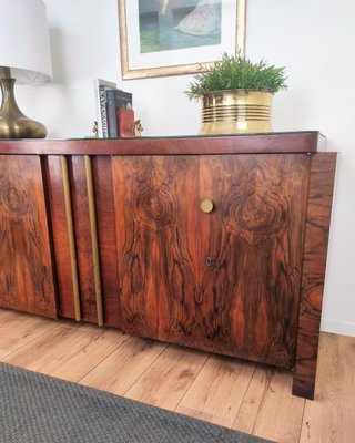 Art Deco Mid-Century Modern Italian Walnut Burl Brass Sideboard Credenza by Paolo Buffa, 1940s-EUP-1151578