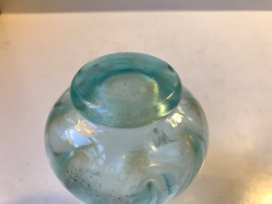 Art Deco Mint Blue Optical Glass Vase, 1920s-LCR-709176