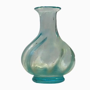 Art Deco Mint Blue Optical Glass Vase, 1920s-LCR-709176