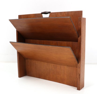 Art Deco Modernist Magazine Rack in Oak by Frits Spanjaard for L.O.V. Oosterbeek, 1920s-MY-1444870