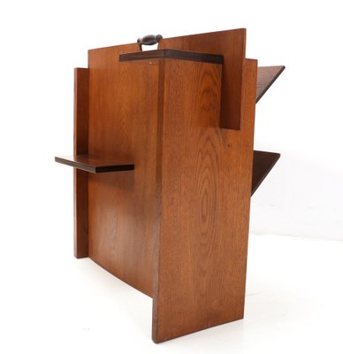 Art Deco Modernist Magazine Rack in Oak by Frits Spanjaard for L.O.V. Oosterbeek, 1920s-MY-1444870