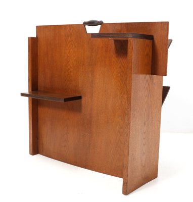 Art Deco Modernist Magazine Rack in Oak by Frits Spanjaard for L.O.V. Oosterbeek, 1920s-MY-1444870