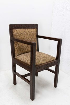 Art Deco Moroccan Armchairs in Carved Pine, 1930, Set of 4-RIU-1299356