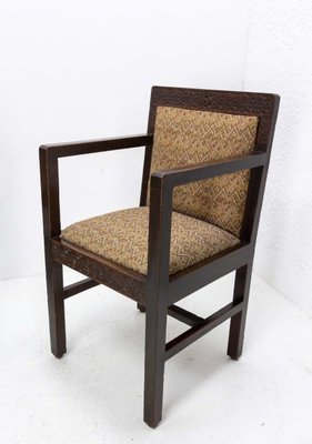 Art Deco Moroccan Armchairs in Carved Pine, 1930, Set of 4-RIU-1299356