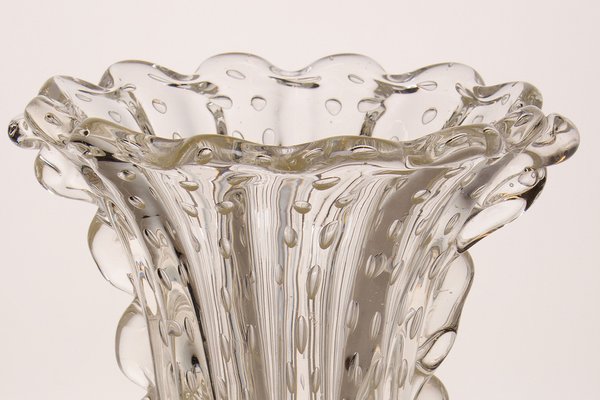 Art-Dèco Murano Crystal Glass Vase by Ercole Barovier for Barovier & Toso-QES-1160399