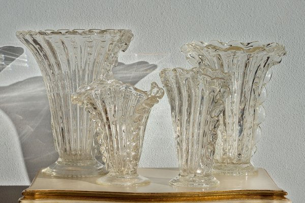 Art-Dèco Murano Crystal Glass Vase by Ercole Barovier for Barovier & Toso-QES-1160399