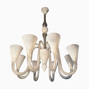 Art Deco Murano Glass Chandelier attributed to Venini, 1940s-MBH-1732597