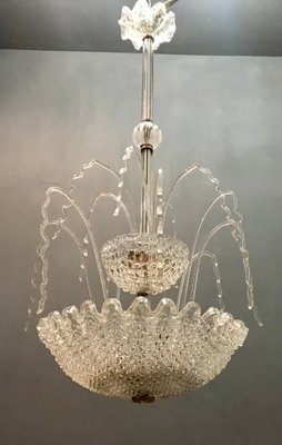 Art Deco Murano Glass Waterfall Chandelier by Ercole Barovier, 1950s-JJC-787787