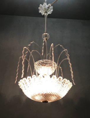 Art Deco Murano Glass Waterfall Chandelier by Ercole Barovier, 1950s-JJC-787787