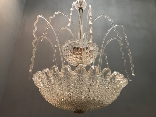 Art Deco Murano Glass Waterfall Chandelier by Ercole Barovier, 1950s-JJC-787787