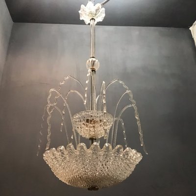 Art Deco Murano Glass Waterfall Chandelier by Ercole Barovier, 1950s-JJC-787787