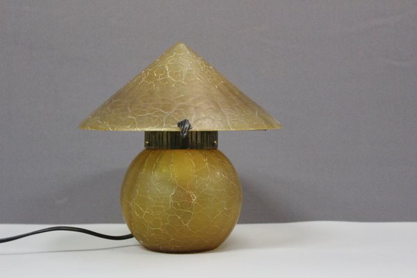 Art Deco Mushroom Lamp in Crackled Glass, 1980s-BCR-2036040