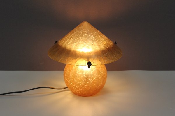 Art Deco Mushroom Lamp in Crackled Glass, 1980s-BCR-2036040