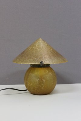 Art Deco Mushroom Lamp in Crackled Glass, 1980s-BCR-2036040