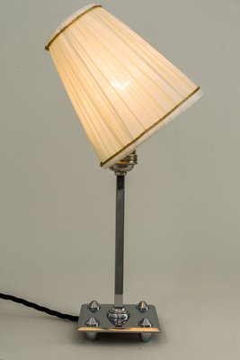 Art Deco Nickel-Plated Brass Table Lamp with Fabric Lampshade, 1920s-SPD-831598